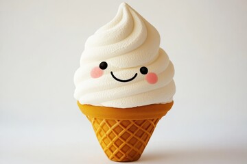 Aufkleber - Cute ice cream cone with smiley face, perfect treat for summer enjoyment at a dessert shop or party