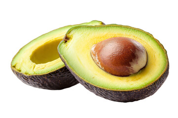 Wall Mural - Two halves of fresh avocado isolated on transparent white background