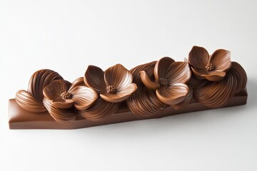 Aufkleber - Artisan chocolate sculpture featuring delicate floral designs in rich brown tones, showcasing intricate craftsmanship