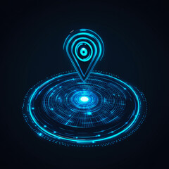 Wall Mural - A blue circle with a dot in the middle