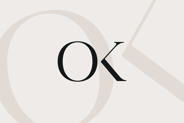 Wall Mural - ok or ko letter logo icon design. classic style luxury initials monogram.