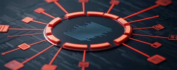 Wall Mural - protect prevention policy concept. abstract digital circuit with interconnected nodes and patterns.