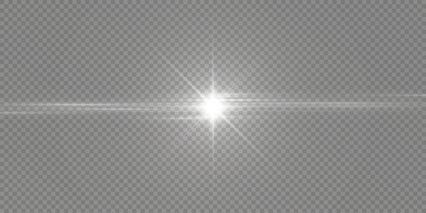 Wall Mural - glow light effect. star formation with flares on a transparent background. vector illustration. sun