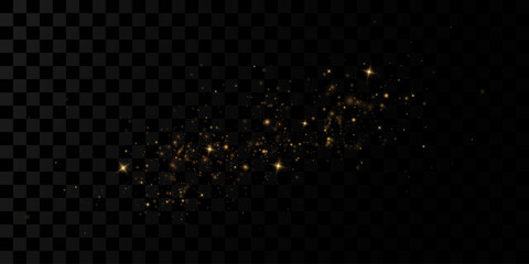 Wall Mural - gold sparks and golden stars glitter special light effect. vector sparkles on transparent background