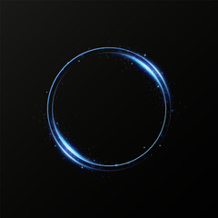 Wall Mural - Month made of blue particles. Shining sparkles. Frame. Vector image of a blue sparkling stardust circle.