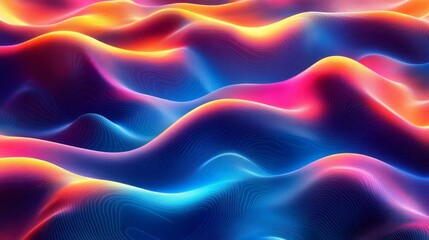Wall Mural - Colorful abstract waves flow gently in a mesmerizing formation