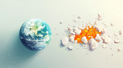 earth illustration explosion tectonic plates digital art planet geological activity abstract vibrant