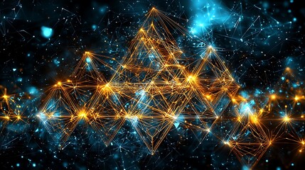 Wall Mural - a colorful image of a starry sky with a bright orange and blue triangle
