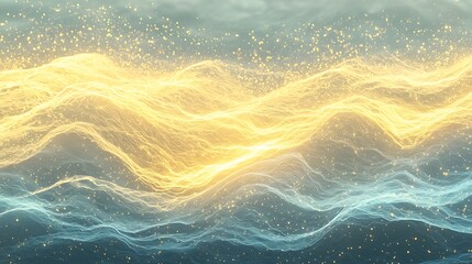 Wall Mural - the image is a colorful, abstract representation of waves with a yellow