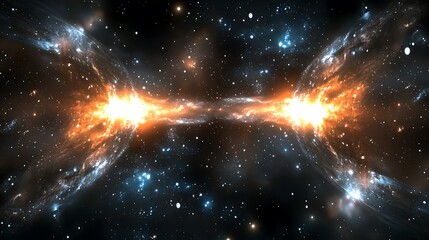 Wall Mural - Two bright orange stars are in the sky, with a blue and white background