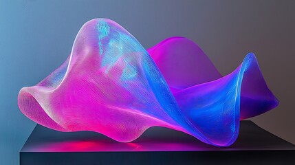 Wall Mural - a purple and blue sculpture with a wave shape