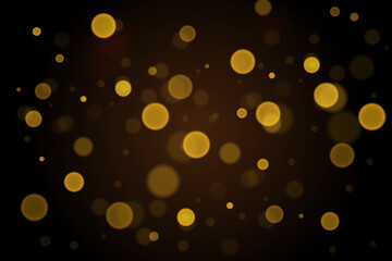 Poster - Sparks and golden stars shine with special light on a black background. Christmas concept bokeh. Abstract vector golden sparkles. Sparkling magical dust particles. 