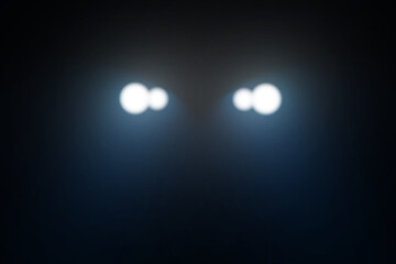 Poster - Vector light from the headlights PNG. Light from the headlights of a car on an isolated transparent background. Round headlights, yellow light PNG.