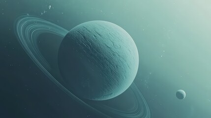 Wall Mural - a detailed 3d representation of uranus, showcasing its tilted axis and faint ring system.