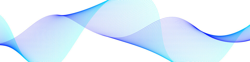 Complex abstract wave lines in blue gradient. Fluid flowing digital motion on transparent background. Vector EPS 10