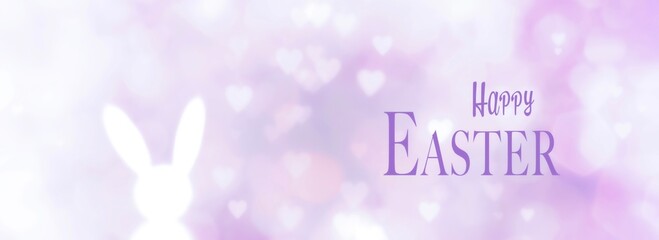 Wall Mural - happy easter greeting card - abstract background banner with bunny and hearts