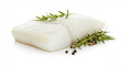 © Vitor - Impressionante Halibut Isolado em um Fundo Branco com Efeito Bokeh para Necessidades de Fotografia Culinária e Frutos do Mar