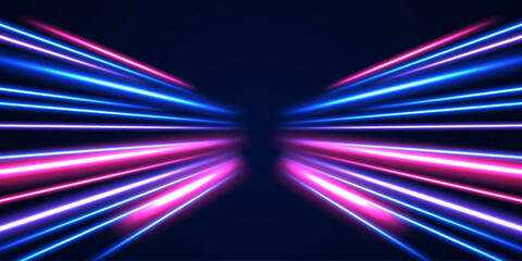 Fototapete - Abstract vector fire circles, sparkling swirls and energy light spiral frames. Abstract fire flare trace lens flares acceleration speed motion on night road. 
