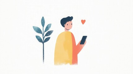 Man using smartphone, love, connection, Happy man on phone, love message, dating app