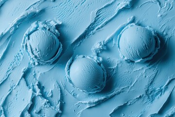 Poster - Blue ice cream scoops arranged on smooth surface creating a vibrant dessert design