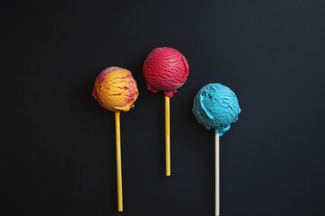 Aufkleber - Colorful ice cream pops on sticks in vibrant hues, perfect for warm summer days or festive occasions