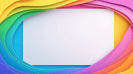 Wall Mural - rainbow border design, a bold, colorful rainbow gradient forming a border around a blank space, idea