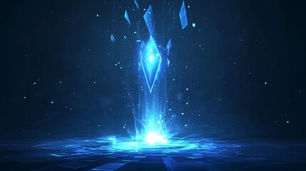 Wall Mural - Abstract blue background with geometric shapes and a glowing light effect for a technology concept vector design