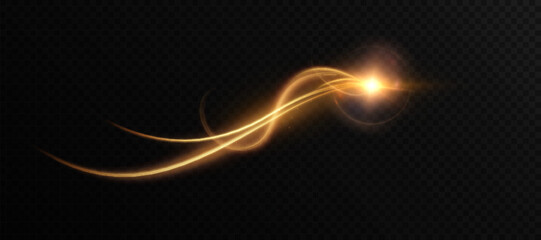 Leinwandbilder - Golden magic trail bursting with light, curving like a spell through darkness. A glowing flow of enchanted energy, perfect for fantasy visuals and ethereal effects.