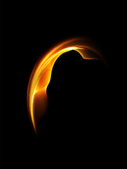 Leinwandbilder - Golden arc of magic glows with shining stream, spell and magic effect. Vector in motion creates a feeling of mystery, elegance and fantasy energy.