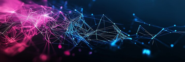 Wall Mural - a groundbreaking digital artwork characterized by vibrant, glowing neon lines and linked hubs