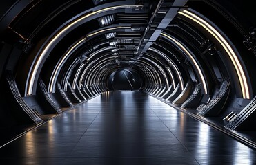 Wall Mural - a futuristic spaceship interior featuring blue and red hues, complete with a window view of planet e