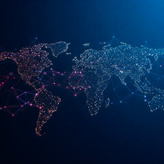 global network connection concept. abstract world map visualization formed by glowing plexus network