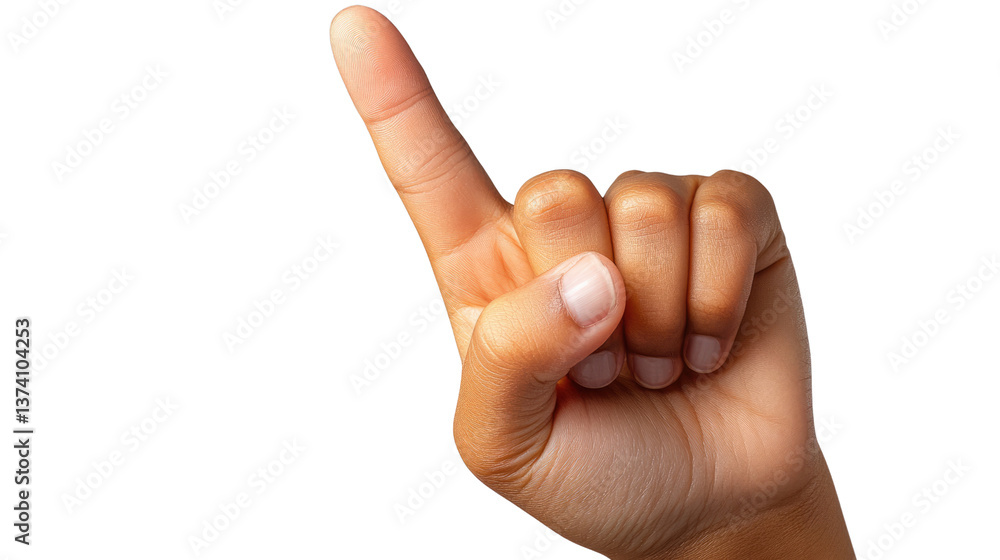 Finger Pointing Up: A close-up captures a human hand with a single ...