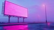 © Bundi - A futuristic city street features a blank digital billboard surrounded by vibrant neon signs