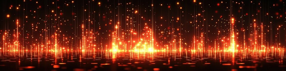 Wall Mural - abstract glowing lines and particles emanating from a dark background