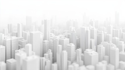 Fototapete - minimalist city with a lot of white but with a pearlescent and iridiscent touch really subtle but really futuristic and clean hiperrealistic, add blur effects and some parts 