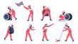 © ssstocker - Pit stop team. Racing engineers, formula one sport car mechanic crew race driver technician maintenance characters motor pilot speed road lane racer, set classy vector illustration