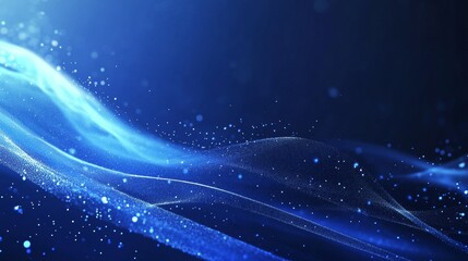 Wall Mural - abstract background with a blue gradient, a futuristic cityscape, and flowing lines of light in the 