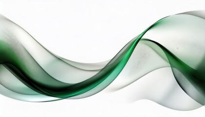 Leinwandbilder - abstract green flowing wave on white background, smooth curved translucent ribbon, elegant modern digital art for background

