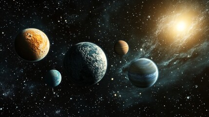 Wall Mural - a cartoonish image of planets 