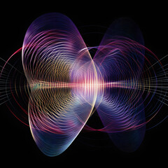 Wall Mural - A colorful, abstract image of two overlapping circles with a purple