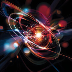 Wall Mural - A colorful, abstract image of a star surrounded by a red and blue sphere