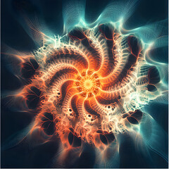 Wall Mural - A colorful, swirling pattern of orange and blue