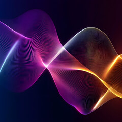 Wall Mural - A colorful wave of light is displayed on a dark background
