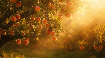 Fresh peach tree laden. Generative AI