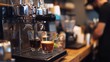 © BONDET LUCKY - Preparing Coffee with Espresso Machine and Clear Glasses in Cafe Setting