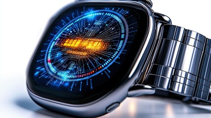 Wall Mural - futuristic smartwatch with holographic display