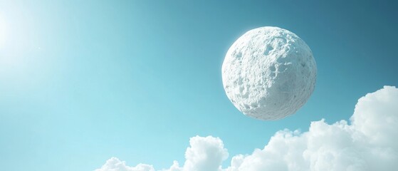 Wall Mural - a white moon is floating in the sky above a blue sky