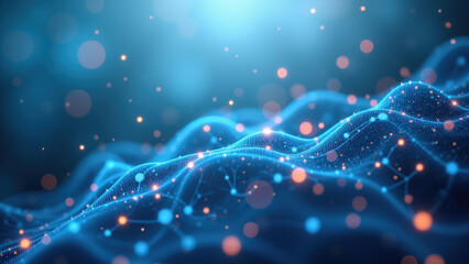 Wall Mural - An abstract digital representation of the molecular structure of GLP-1 with a futuristic background, symbolizing advancements in diabetes treatments and biotechnology.