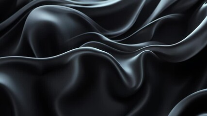 Poster - Flowing black silk folds creating a smooth abstract background